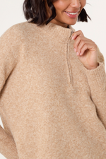Oatmeal Half-Zip Soft Knit Jumper