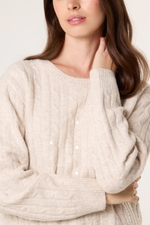 Beige Dainty Sequin Cable Knit Jumper