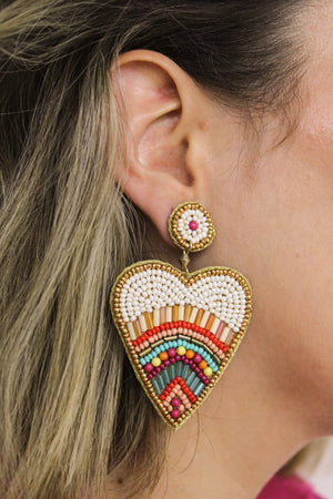 MULTI BEADED CREAM HEART DROPS