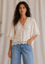 COTTON V-NECK BATWING TOP