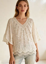 COTTON V-NECK BATWING TOP