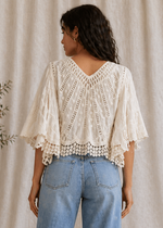 COTTON V-NECK BATWING TOP