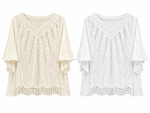 COTTON V-NECK BATWING TOP