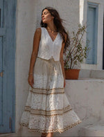 EMBROIDERED CROCHET DRAWSTRING SKIRT