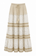 EMBROIDERED CROCHET DRAWSTRING SKIRT