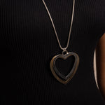 Double Heart Long Pendant Necklace in Gold and Silver Mix NK334G/S