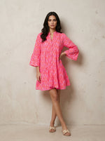 Neon Print Broderie Smock Dress