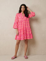 Neon Print Broderie Smock Dress