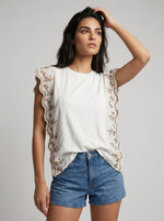 Lace Trim Tank Top - Butterfly