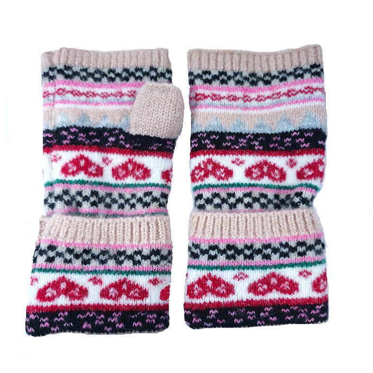 NORDIC HEART FINGERLESS GLOVES