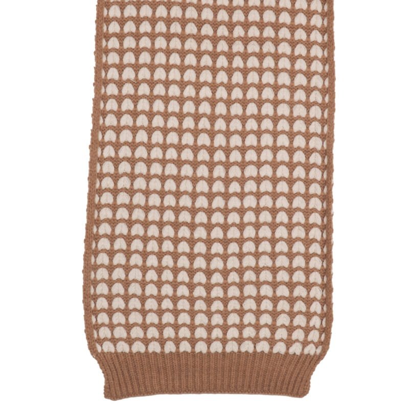 SCARF KNITTED HEARTS CARAMEL