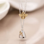 Silver Plated Layered Honey Bee And Beehive Necklace 2964