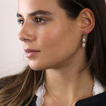 Golden crystal and pearl drop earrings 4033
