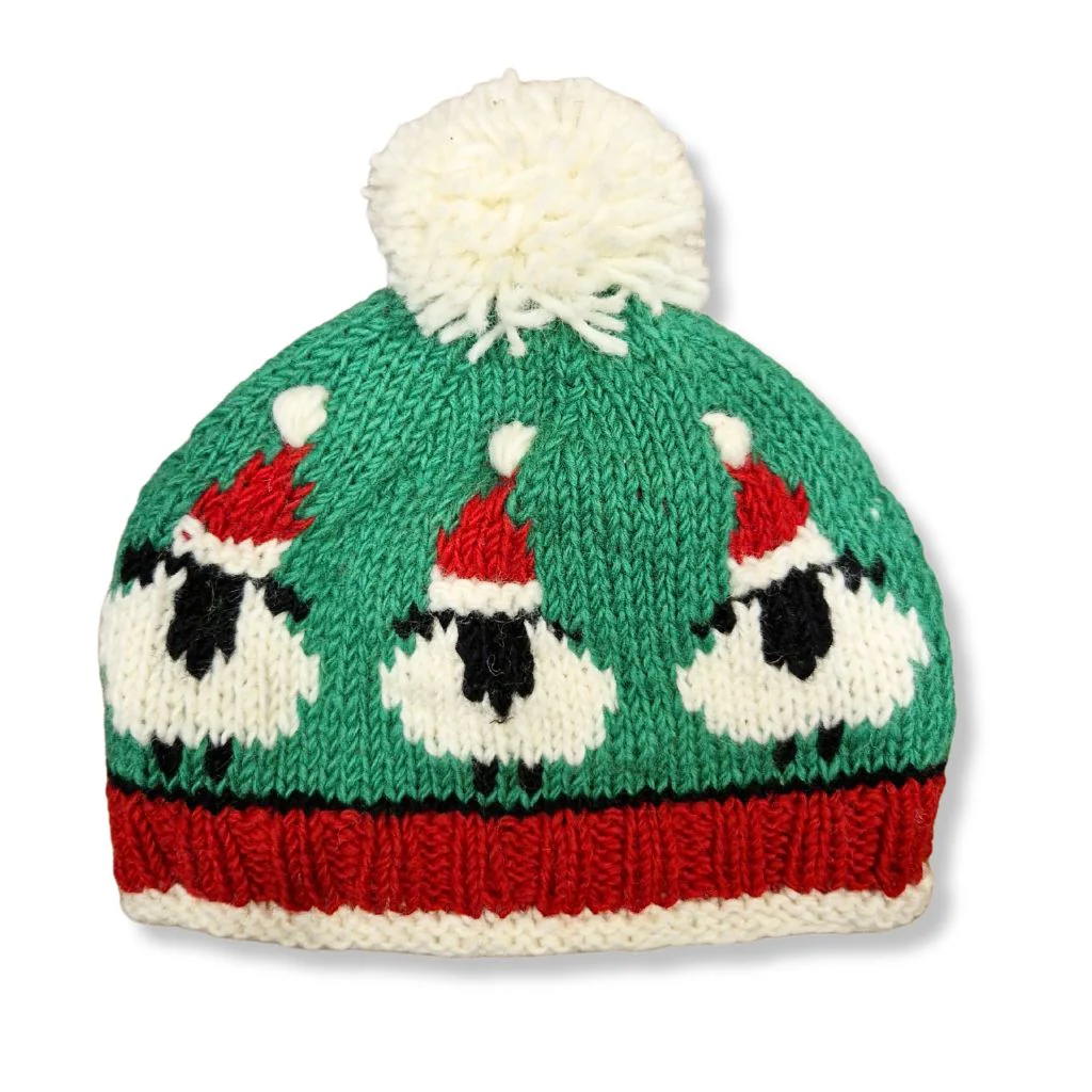 Christmas sheep bobble hat