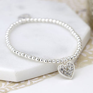 Silver plated bracelet with crystal inset heart 3223