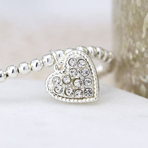 Silver plated bracelet with crystal inset heart 3223