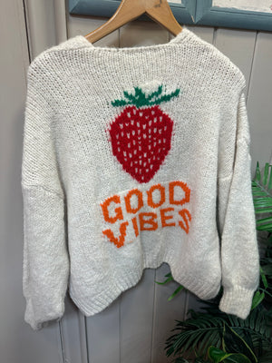 Strawberry Cardigan - Good Vibes