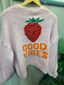 Strawberry Cardigan - Good Vibes