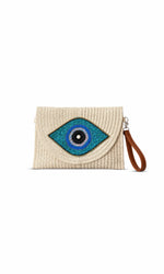 Evil Eye Straw Clutch Bag
