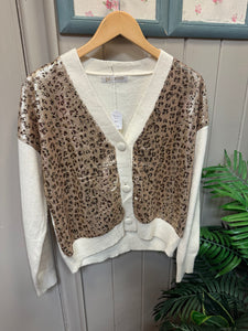 Leopard Print Sequin Cardigan 109