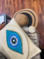 Evil Eye Straw Clutch Bag