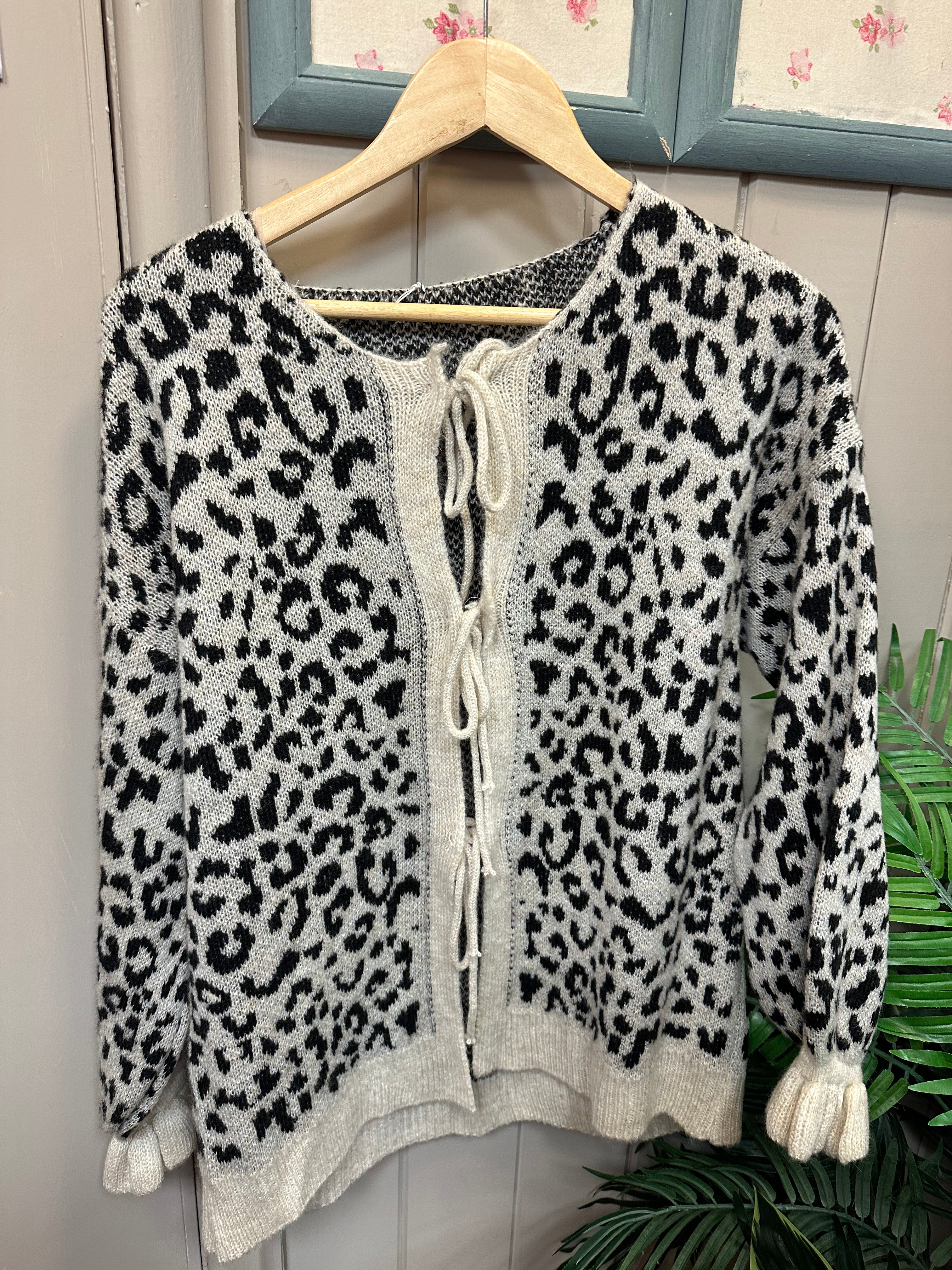 Leopard Print Tie Cardigan 904