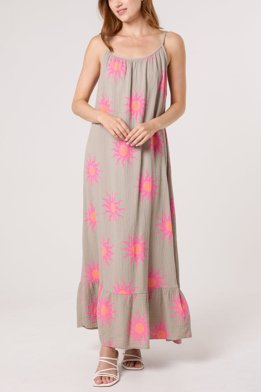 SUN PRINT OPEN BACK MAXI DRESS