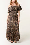 ANIMAL PRINT BARDOT MAXI DRESS
