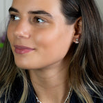 Golden mixed shape pink crystal earrings
