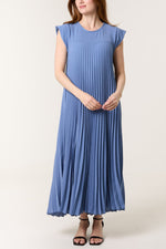 Cap Sleeve Pleated Maxi Dresso