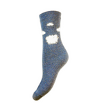 Blue Wool Blend Socks with Fluffy Sheep and Clouds