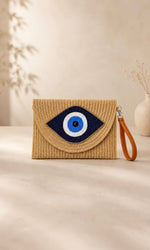 Evil Eye Straw Clutch Bag