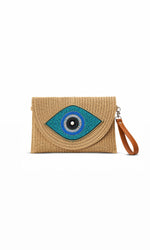 Evil Eye Straw Clutch Bag