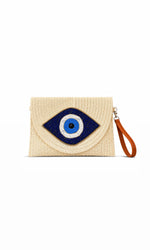 Evil Eye Straw Clutch Bag