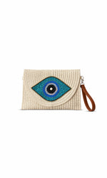 Evil Eye Straw Clutch Bag