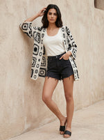 Monochrome Crochet Knit Cardigan