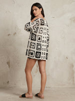 Monochrome Crochet Knit Cardigan