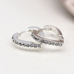 Silver plated crystal edged heart shaped hoop earrings 4201