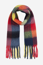 Allie Heavyweight Scarf- Red/Multi, Colourblock Square