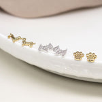 Faux gold and silver plated dogs and paws triple earring set 4130