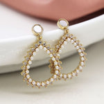 Faux gold,pearl and crystal teardrop and shell circle stud earrings 4132