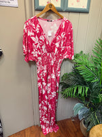 Contrast Flower Angel Sleeve Cross Maxi Dress