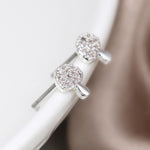 Silver plated mushroom stud earrings with clear crystals 4142