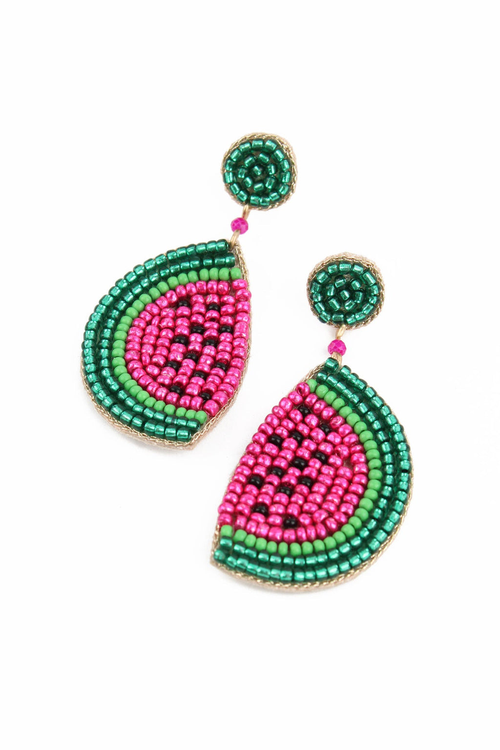WATERMELON GREEN & PINK SPARKLE EARRINGS