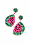 WATERMELON GREEN & PINK SPARKLE EARRINGS