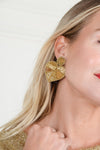 GOLD PATCHWORK BEADED HEART EARRINGS
