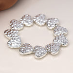 Silver plated hammered hearts bracelet 4325