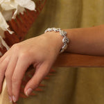 Silver plated hammered hearts bracelet 4325