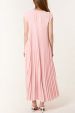 Cap Sleeve Pleated Maxi Dresso