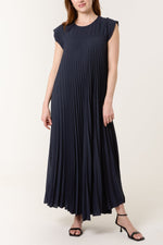 Cap Sleeve Pleated Maxi Dresso